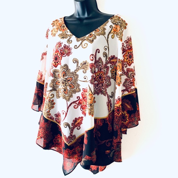 Ruby Rd Asymmetrical Fall Tunic Travelers Blouse - Picture 2 of 6